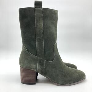 Violet & Red Womens Jarah Mid Calf Western Boot Size 6 Green Suede NWOB